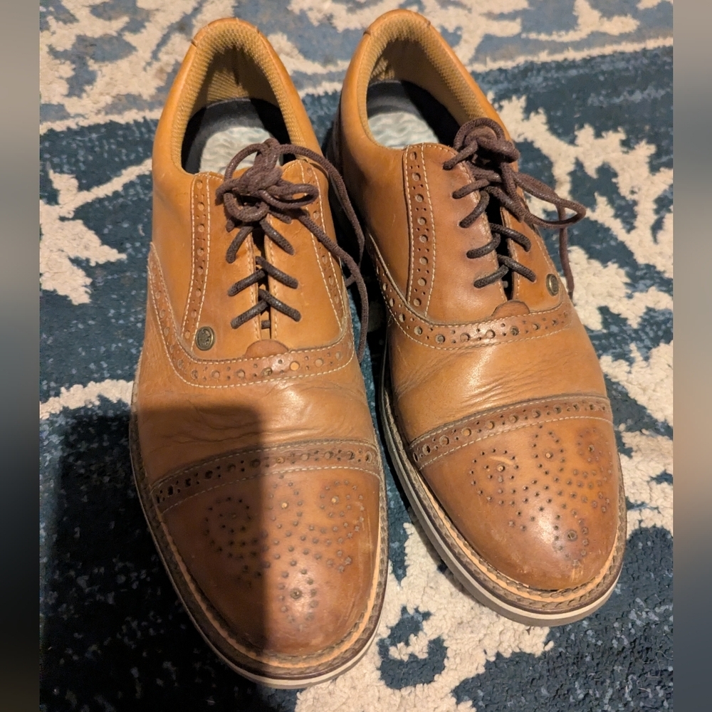 Peter Millar Men's Tan Brogue Oxfords - Picture 2 of 7